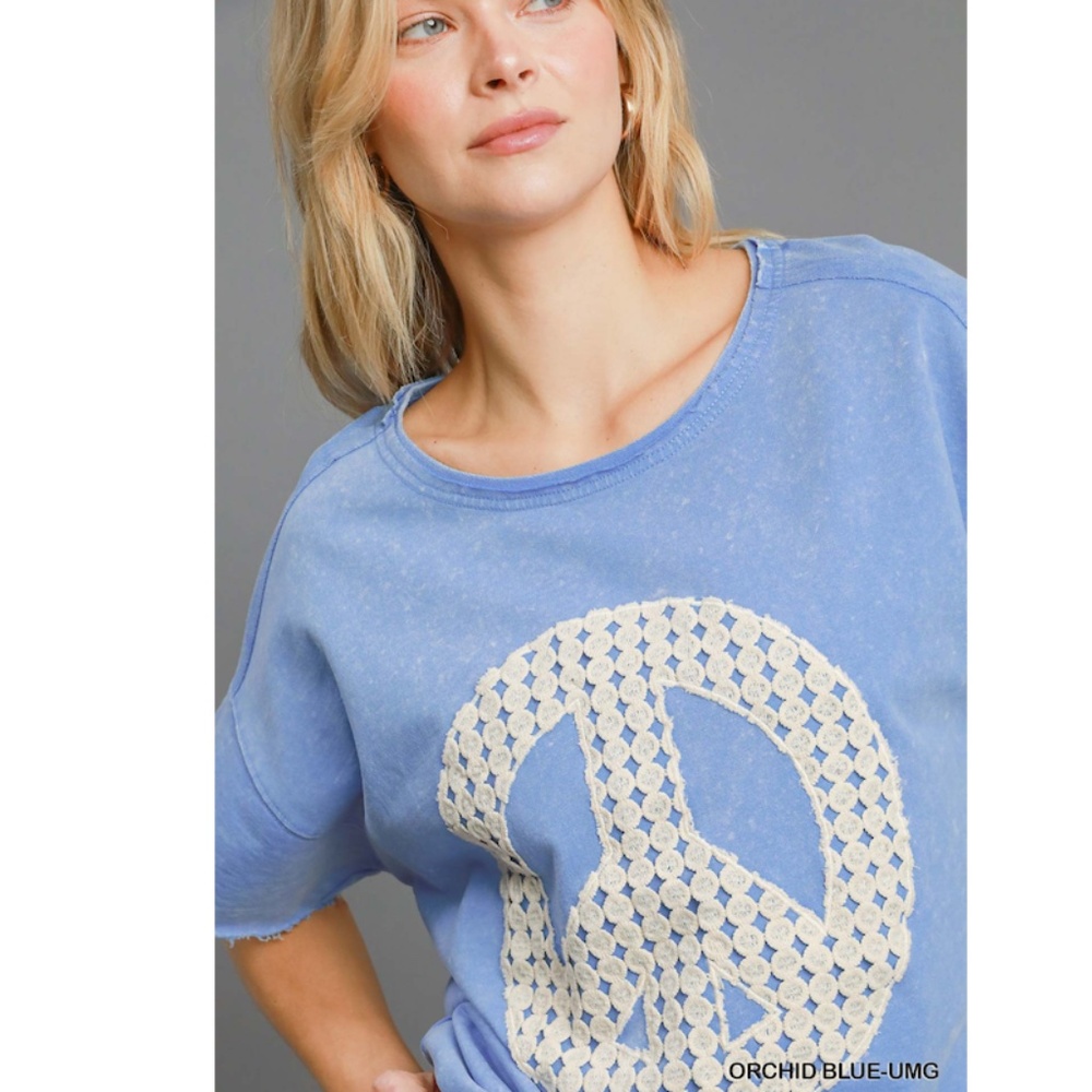 🌹 “The Indigo" Blue Peace Lace Applique Top